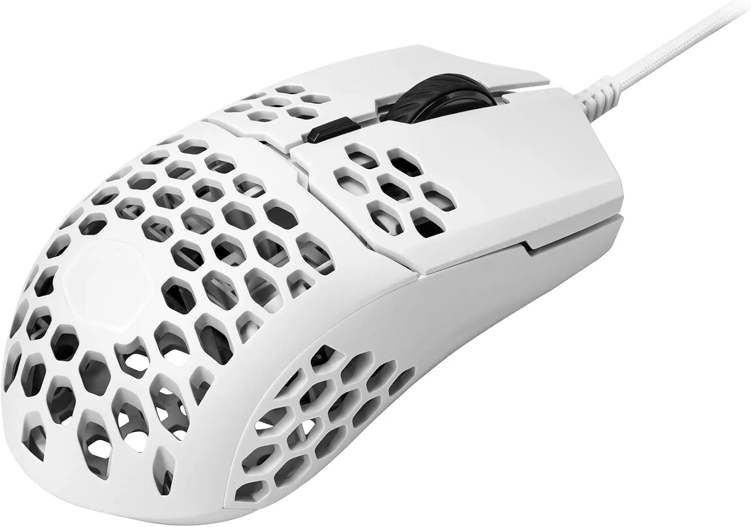 Cooler Master MM710 White Matte 53G Gaming Mouse with Lightweight Honeycomb Shell, Ultralight Ultraweave Cable, Pixart 3389 16000 DPI Optical Sensor