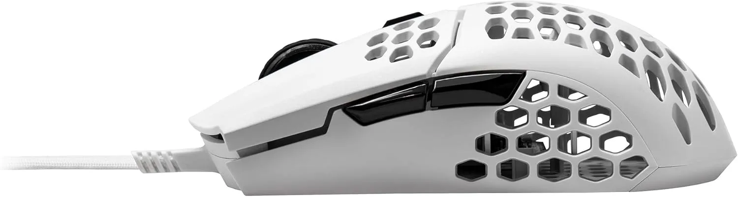 Cooler Master MM710 White Matte 53G Gaming Mouse with Lightweight Honeycomb Shell, Ultralight Ultraweave Cable, Pixart 3389 16000 DPI Optical Sensor