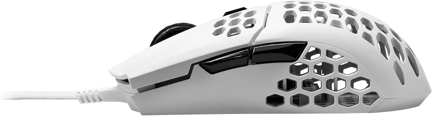 Cooler Master MM710 White Matte 53G Gaming Mouse with Lightweight Honeycomb Shell, Ultralight Ultraweave Cable, Pixart 3389 16000 DPI Optical Sensor