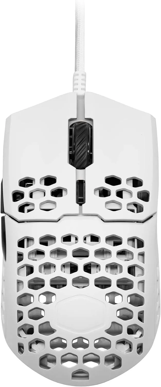 Cooler Master MM710 White Matte 53G Gaming Mouse with Lightweight Honeycomb Shell, Ultralight Ultraweave Cable, Pixart 3389 16000 DPI Optical Sensor
