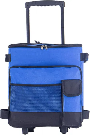 Cooler with Wheels and Pull 43L Large Cooler Waterproof Low Noise Rolling Cooler Foldable Multi-Pocket Zipper Closure Insulated Cooler for Outdoor