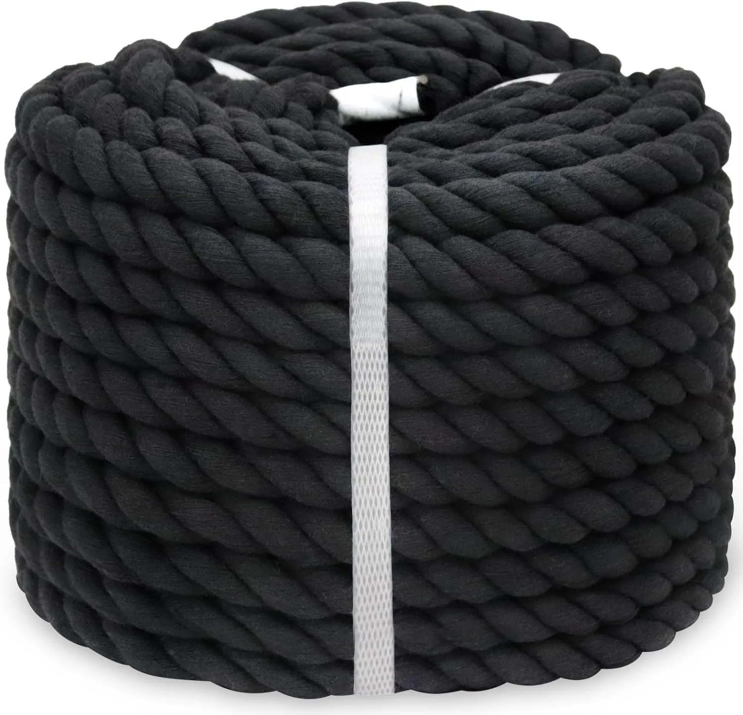 Cotton Rope 3/4 Inch X 100 Feet- Thick Black Rope for Hanging Swing Railing Home Decor Tug of War