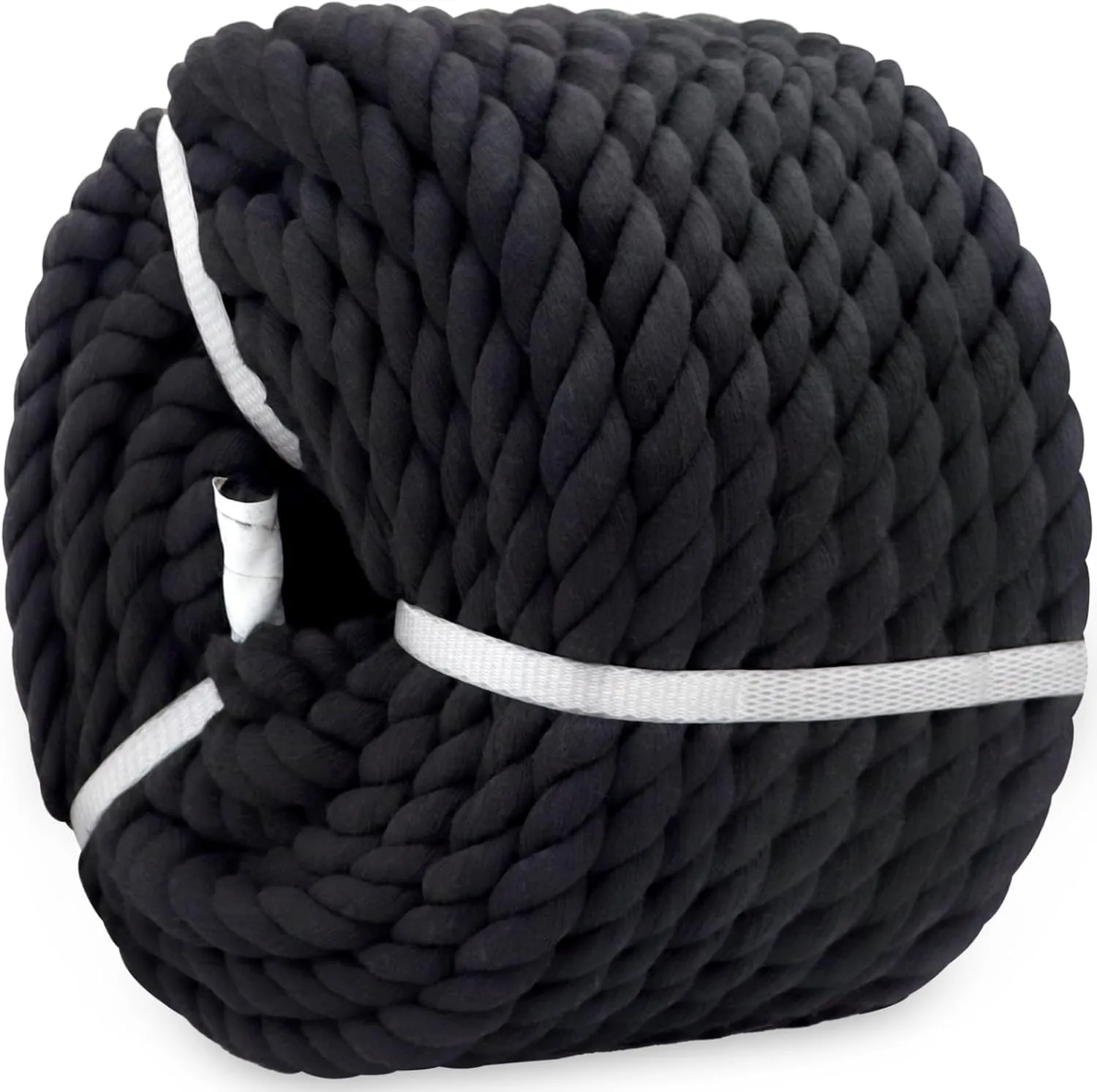 Cotton Rope 3/4 Inch X 100 Feet- Thick Black Rope for Hanging Swing Railing Home Decor Tug of War