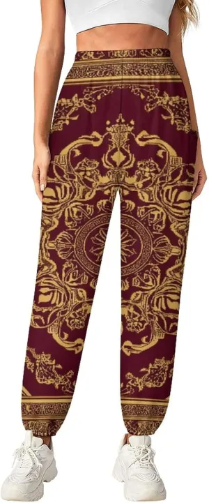 Crosses Texture Yoga Harem Pants for Women Elastic High Waisted Loose Lantern Tapered Harem Pants with Pockets