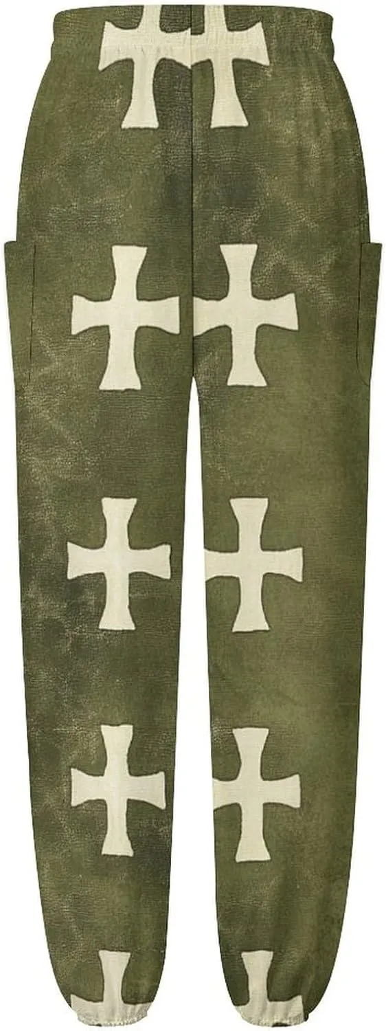 Crosses Texture Yoga Harem Pants for Women Elastic High Waisted Loose Lantern Tapered Harem Pants with Pockets
