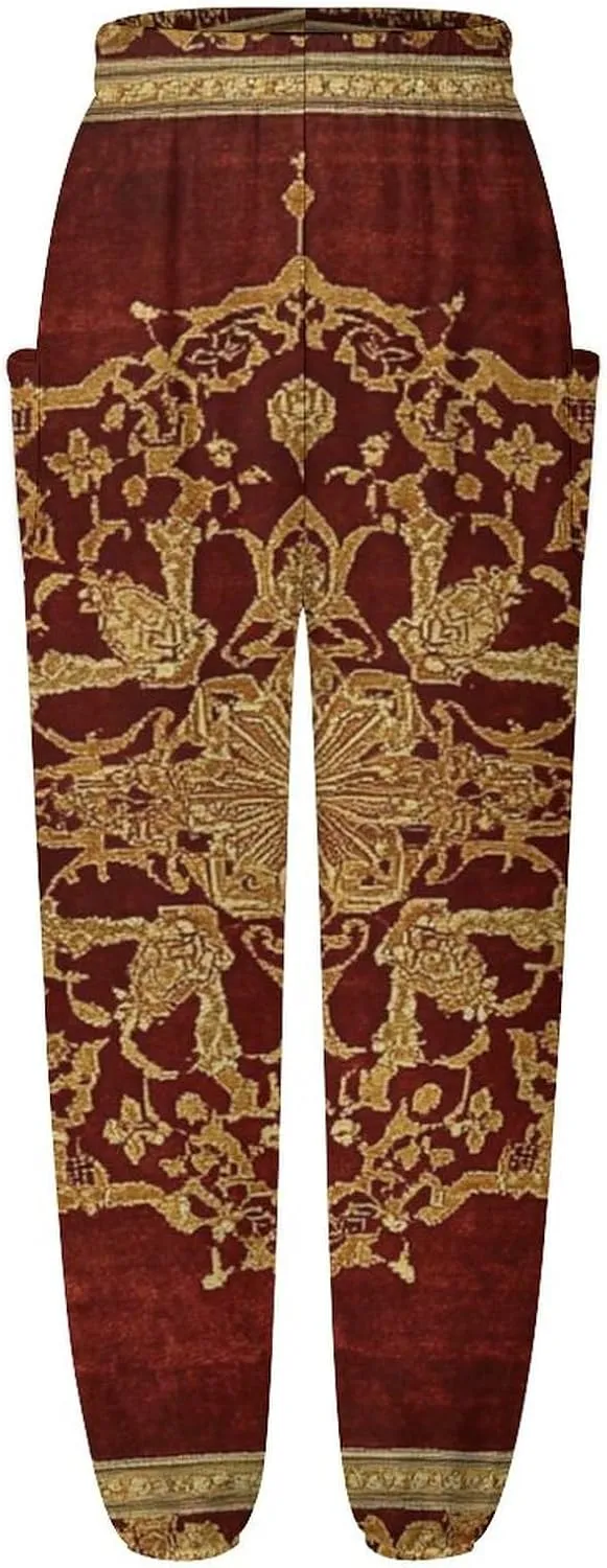 Crosses Texture Yoga Harem Pants for Women Elastic High Waisted Loose Lantern Tapered Harem Pants with Pockets