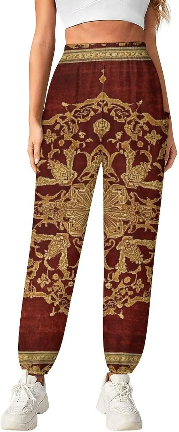 Crosses Texture Yoga Harem Pants for Women Elastic High Waisted Loose Lantern Tapered Harem Pants with Pockets