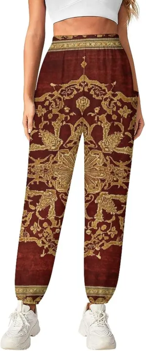 Crosses Texture Yoga Harem Pants for Women Elastic High Waisted Loose Lantern Tapered Harem Pants with Pockets