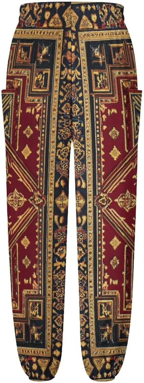 Crosses Texture Yoga Harem Pants for Women Elastic High Waisted Loose Lantern Tapered Harem Pants with Pockets