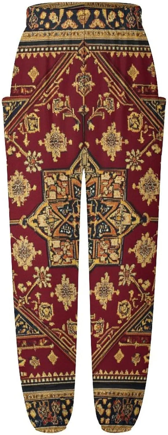 Crosses Texture Yoga Harem Pants for Women Elastic High Waisted Loose Lantern Tapered Harem Pants with Pockets