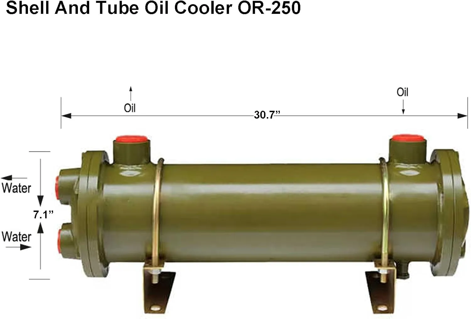 Customized Shell and Tube Oil Cooler Copper Tube Water Cooled Heat Exchanger OR 250 with 3/4" Ports for Industrial Hydraulic Injection Mould Machine (OR-250)
