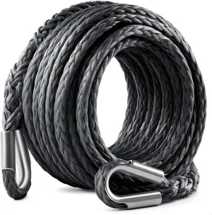 DAYDOOR Winch Rope Extension, 3/8'' x 50ft Synthetic Winch Extension Rope, 26,500 Lbs Winch Extension Line for Off Road Vehicle ATV UTV SUV Jeep(Gray)