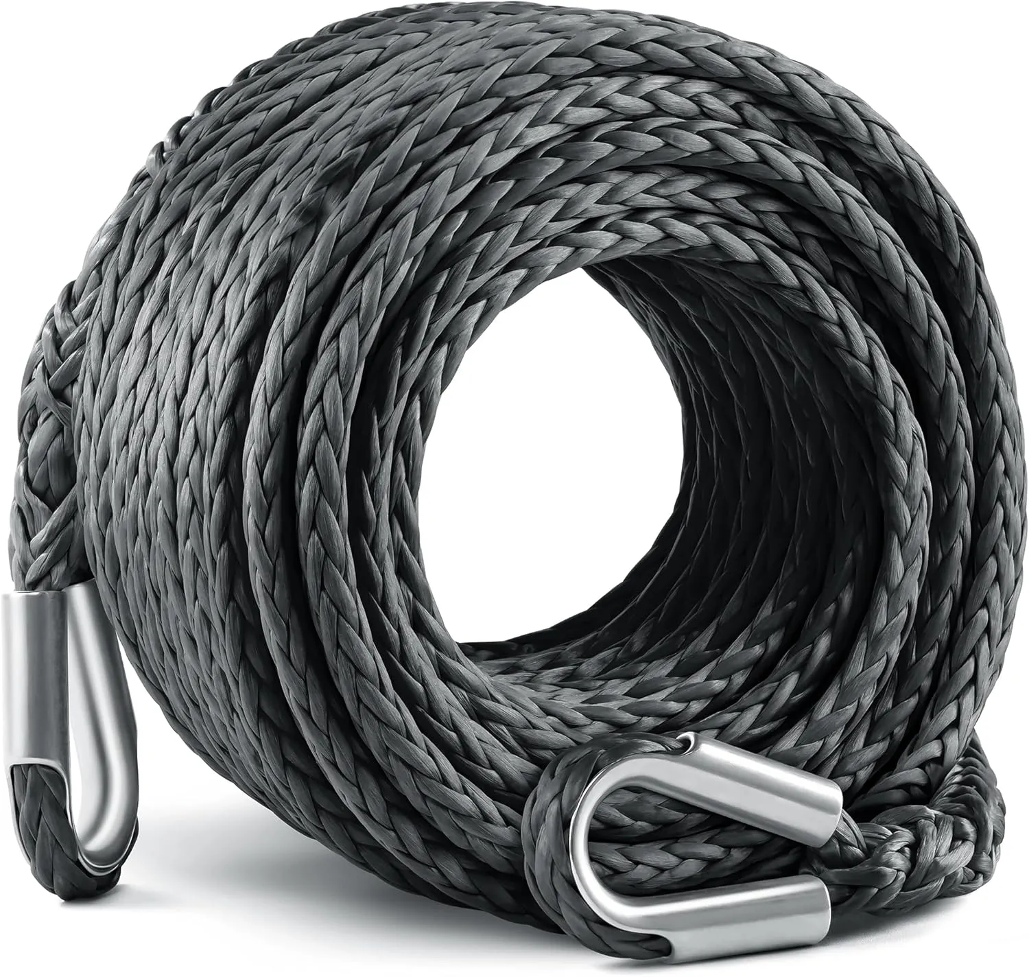 DAYDOOR Winch Rope Extension, 3/8'' x 92ft Synthetic Winch Extension Rope, 26,500 Lbs Winch Extension Line for Off Road Vehicle ATV UTV SUV Jeep(Gray)
