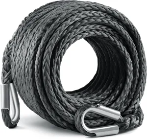 DAYDOOR Winch Rope Extension, 3/8'' x 92ft Synthetic Winch Extension Rope, 26,500 Lbs Winch Extension Line for Off Road Vehicle ATV UTV SUV Jeep(Gray)
