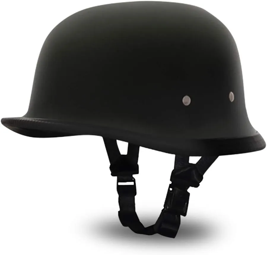 Daytona Helmets German Style Novelty Motorcycle Helmet - Timeless Classic Design, Comfortable Padded Liner, Adjustable Leather Chin Strap- Perfect Biker Accessory for Men & Women
