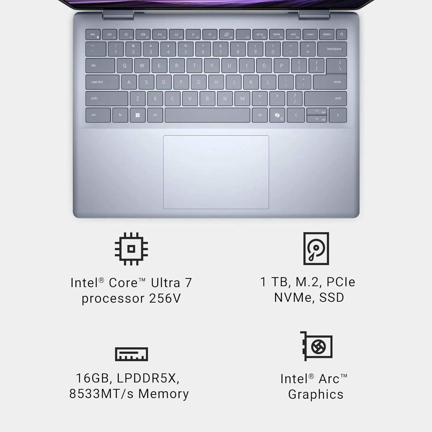 Dell 14 Plus Laptop DB14250-14-inch 16:10 2.5K (2560x1600) Display, Intel Core Ultra 7-258V, 32GB LPDDR5X RAM, 1TB SSD, Intel Arc Graphics, Backlit Copilot Key Keyboard - Previously Inspiron