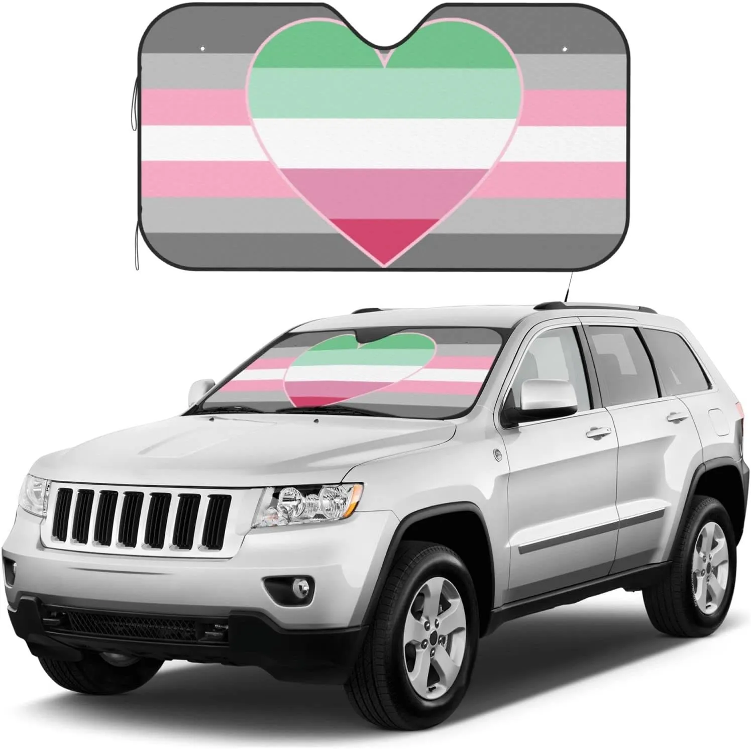 Demigirl Abro-Pride Flag LGBTQ Foldable Car Windshield Sunshade Blocks Heat and Sun Glare Uv Rays