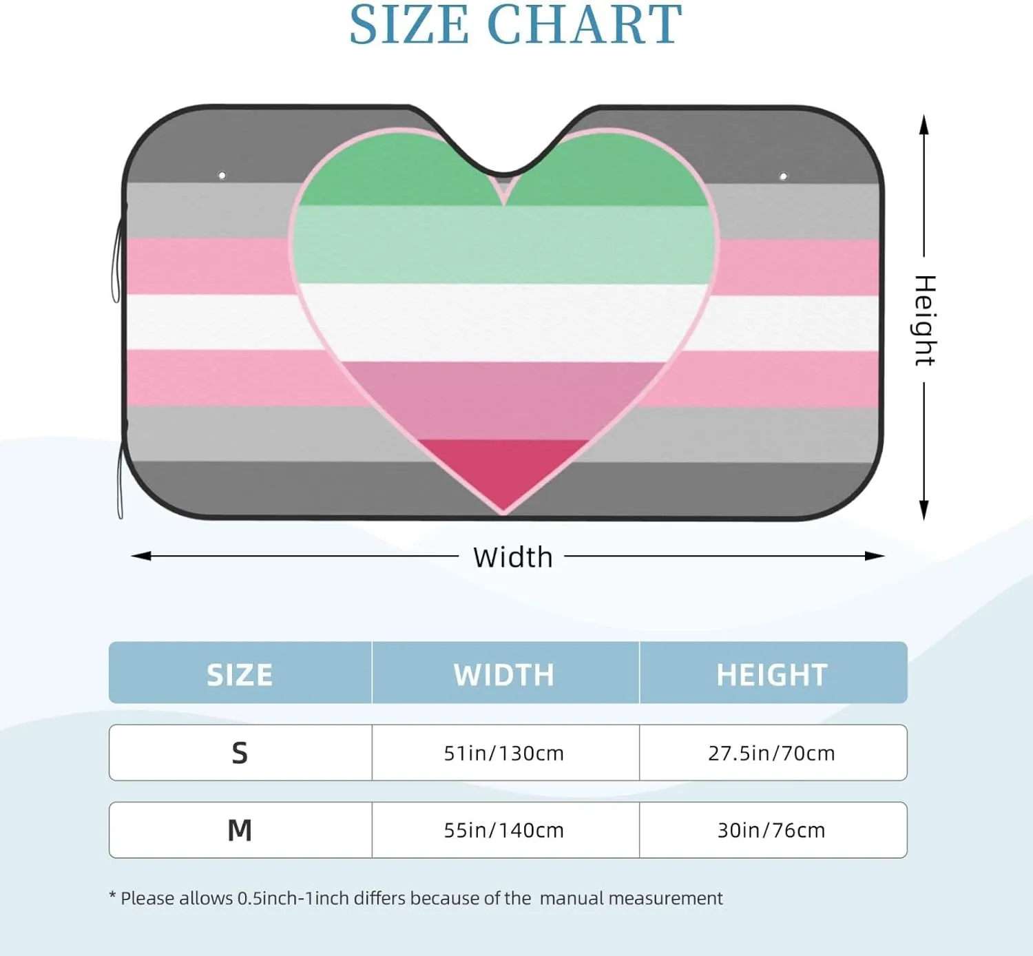 Demigirl Abro-Pride Flag LGBTQ Foldable Car Windshield Sunshade Blocks Heat and Sun Glare Uv Rays