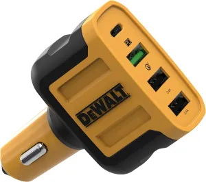 DEWALT Heavy Duty 4 Port USB C Car Charger Multiport, Fast 60W USB Cigarette Lighter Adapter, PD Type C Multi Car Phone Charger, Cell Phone Automobile Chargers Compatible w/iPhone 16/15, Samsung