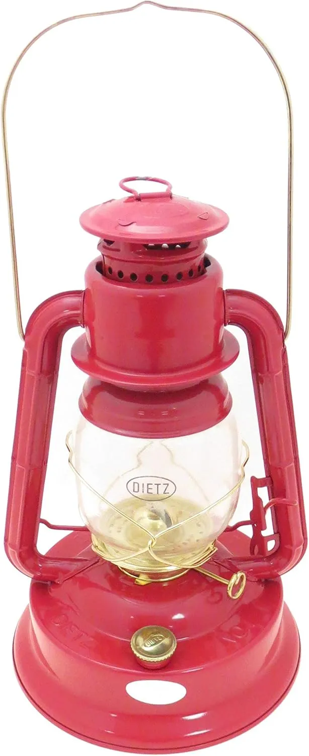 Dietz #1 Little Wizard Oil Lamp Burning Lantern Red with Gold Trim