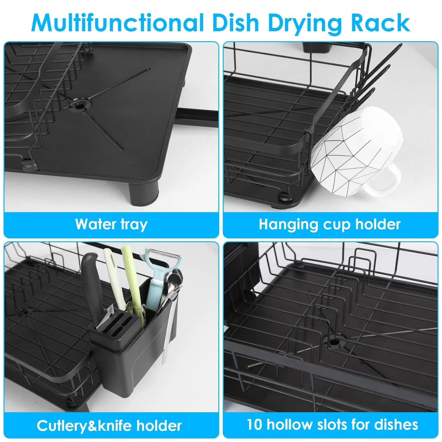 Dish Drying Rack Drain Board Utensil Holder Organizer