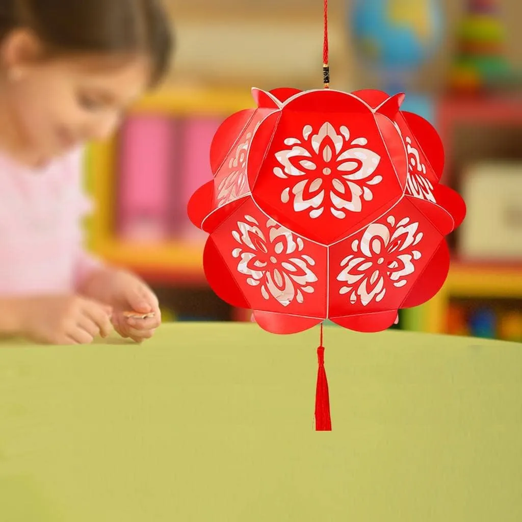 DIY Paper Hydrangea Lantern Ornaments Kit for Kids - Handmade Craft Material Set with s, Perfect for Parent-Child Activities - DIY Craft Kit for Girls and - Red