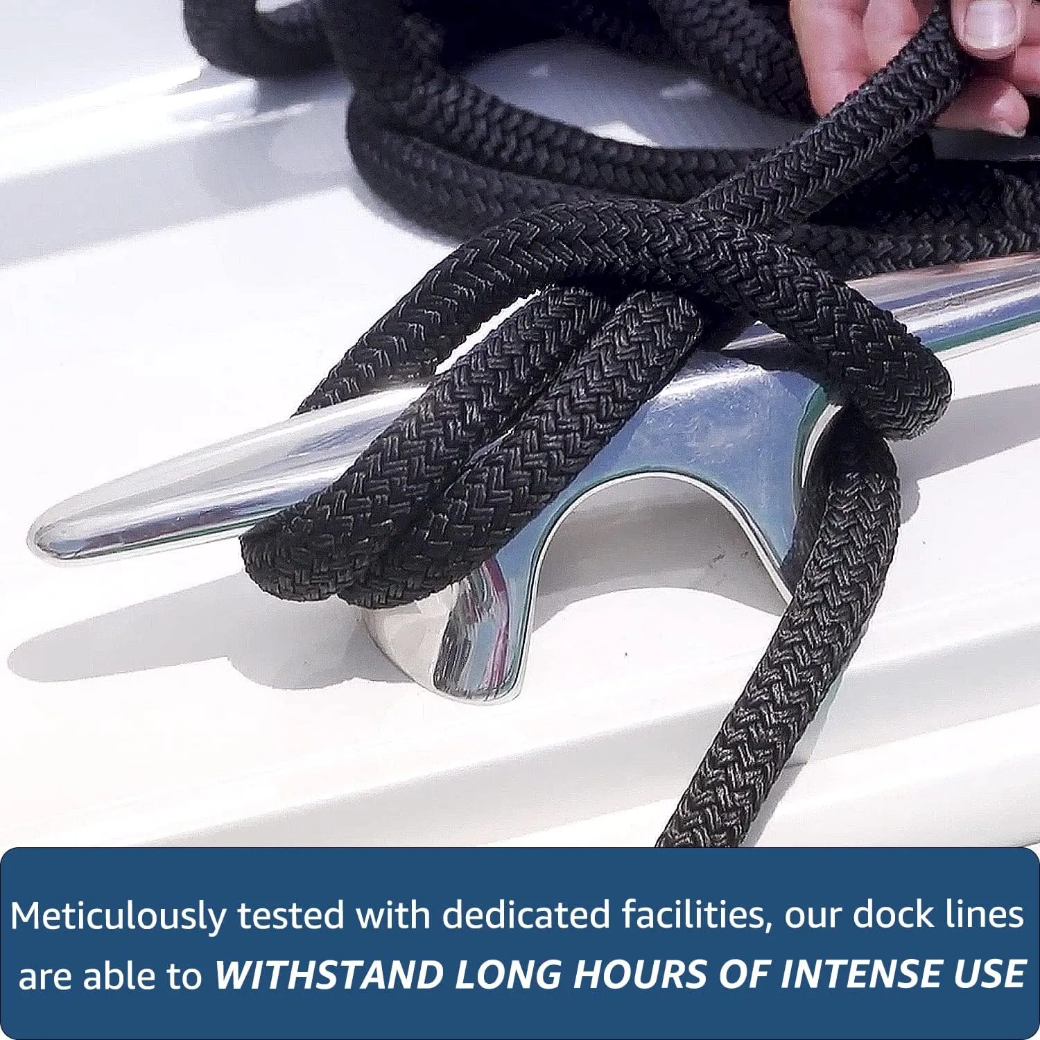 Dock Lines: 1/2" x 25' Double Braided Nylon Boat Dock Lines - Premium Boat Ropes for Secure Docking with 12" Loop - Marine Grade Boat Rope/Dock Line, Sturdy and Hi-Performance - 2 Pack