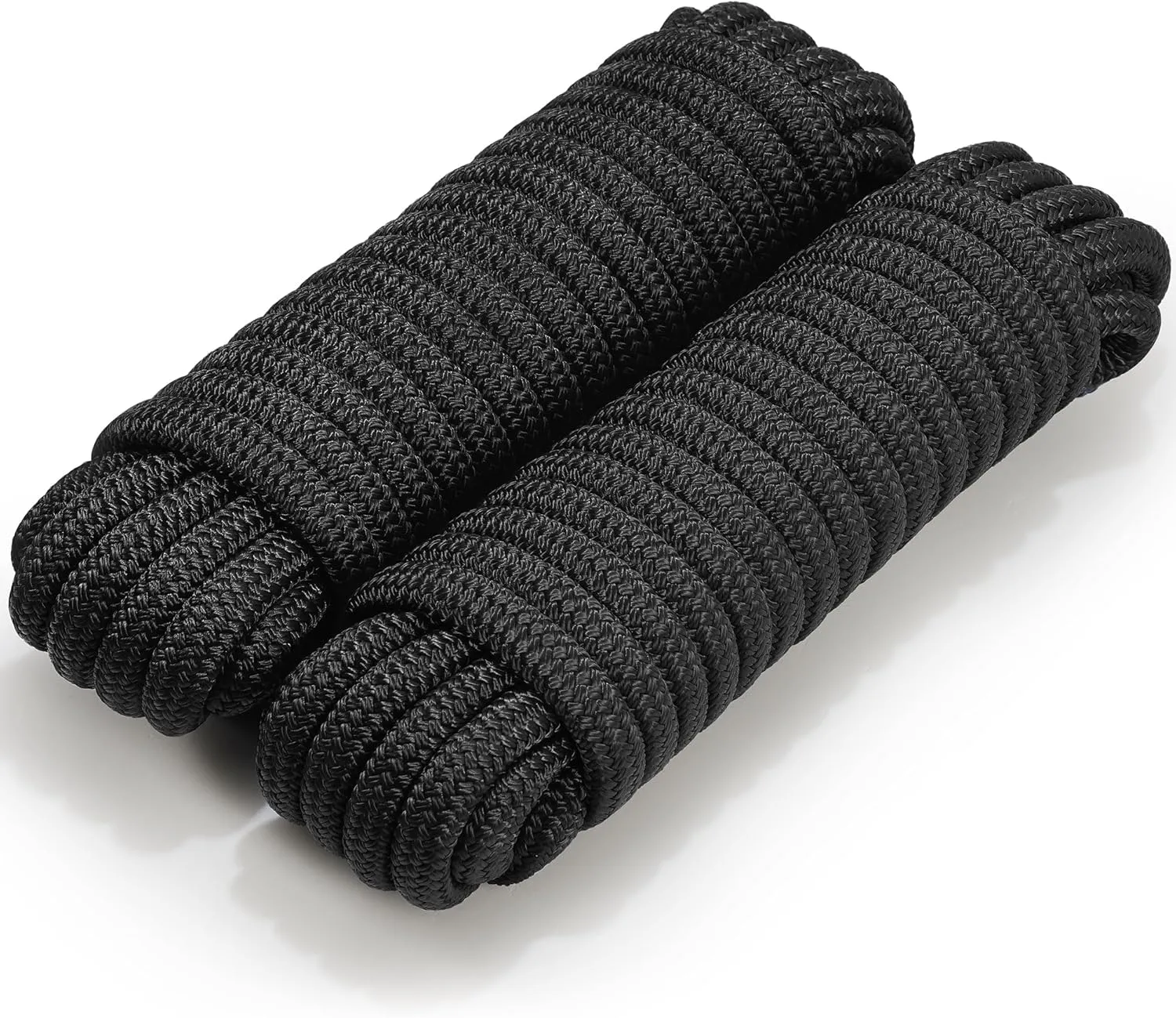 Dock Lines 5/8" x 35' Boat Dock line Double Braided Nylon Boat Ropes for Docking with Loop -2 Pack Black