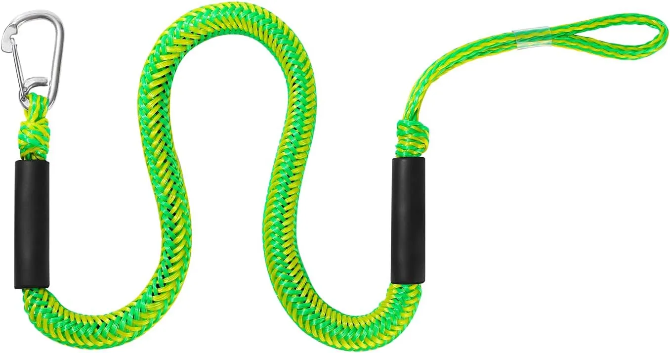 Dock Lines with Hook - Boat Bungee Dock Lines 4 Pack 4-5.5 ft Boat Accessories Perfect for PWC,Jet Ski,Pontoon,Seadoo,Kayak - Yellow&Green