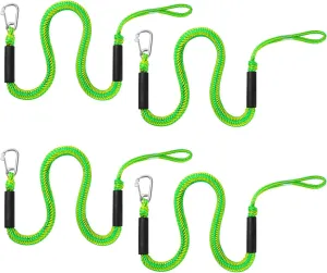 Dock Lines with Hook - Boat Bungee Dock Lines 4 Pack 4-5.5 ft Boat Accessories Perfect for PWC,Jet Ski,Pontoon,Seadoo,Kayak - Yellow&Green