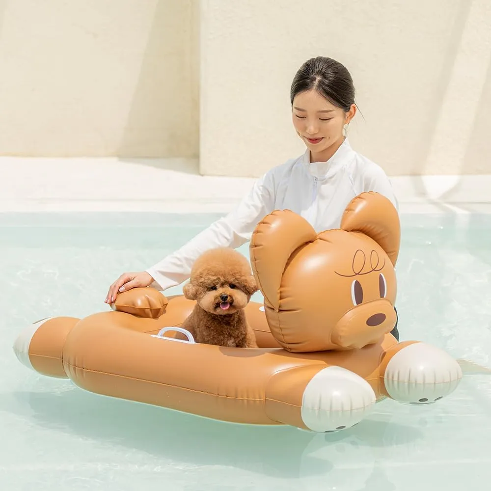 Dog Pool Float Raft, Inflatable Dog Swimming Float for Summer, Durable, Dog Water Toys, Character with Rope