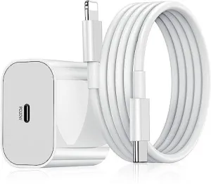Dr Vaku® 20W PD Type C Adaptor for iPhone Original Pd Fast Wall Charger with Type C to Lightning Cable for iPhone 14/14 Plus/14 Pro/14 Pro Max, 13/12/11 Series, Ipad (Adapter Cable)