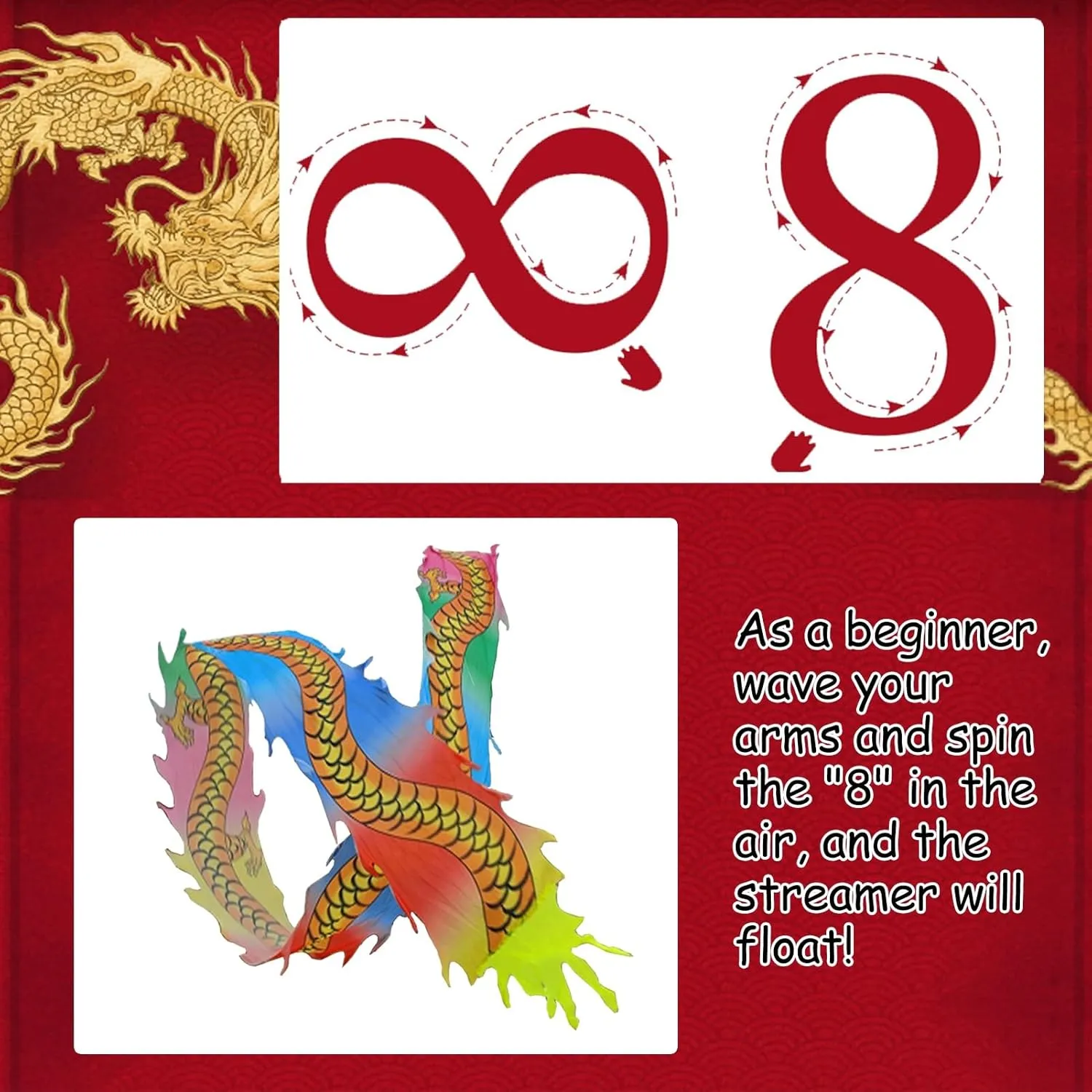 Dragon Poi 6.6/9.8/16.4ft Black Dance Dragon Poi Ribbon Combo, Outside Sports Dance Dragon Streamer Kites, 3D Plastic Dragon Head   Swing Rope   Travel Bag(2 m (6.6 ft))
