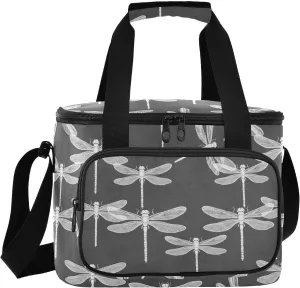 Dragonfly Black Insulated Cooler Bag for Women Men Leakproof 24 Can Camping Car Coolers for Grocery Office