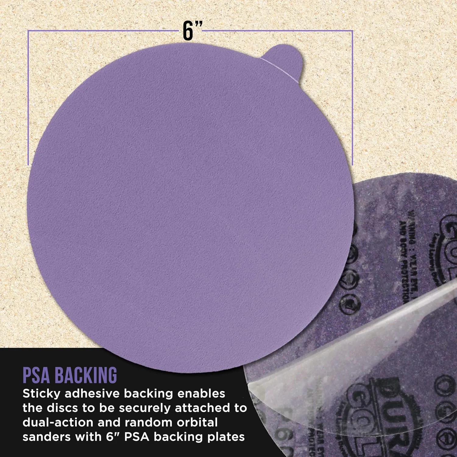 Dura-Gold Premium 220 Grit 6" PSA Purple Film Ceramic Sanding Discs, Box of 50 - Self Adhesive Stickyback Sandpaper for DA & Random Orbital Sanders - Abrasive Sand Auto Paint, Metal, Wood, Woodworking