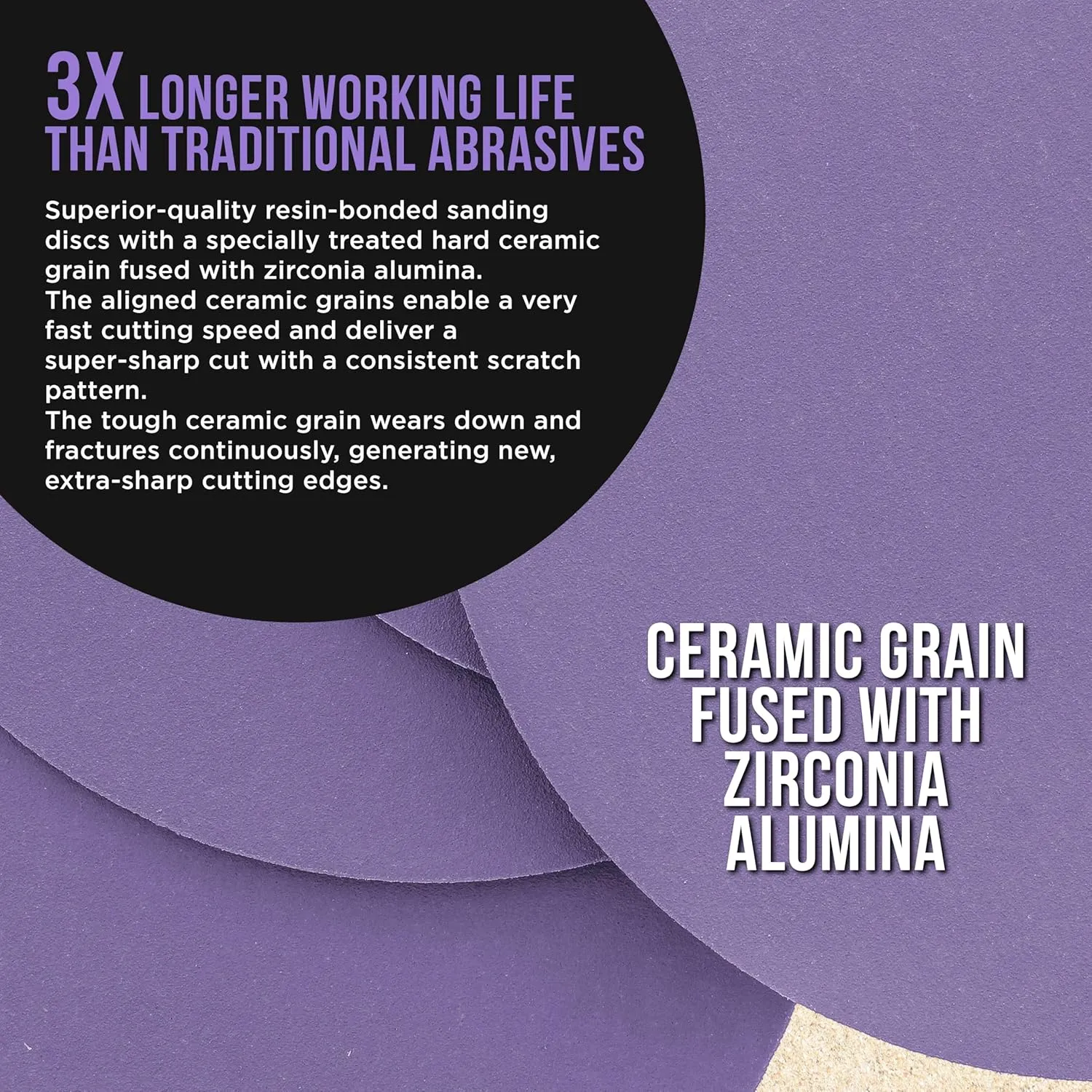 Dura-Gold Premium 220 Grit 6" PSA Purple Film Ceramic Sanding Discs, Box of 50 - Self Adhesive Stickyback Sandpaper for DA & Random Orbital Sanders - Abrasive Sand Auto Paint, Metal, Wood, Woodworking