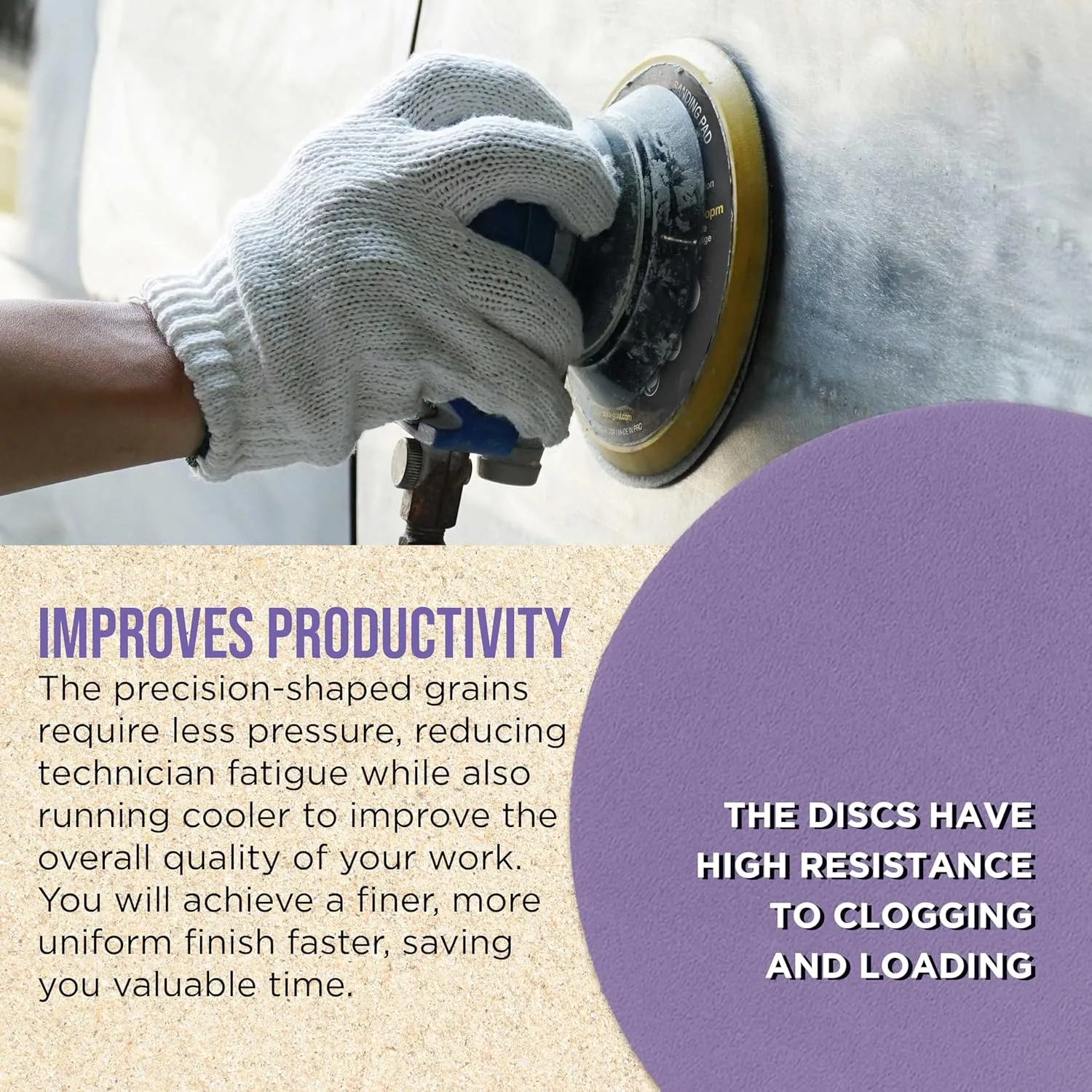 Dura-Gold Premium 220 Grit 6" PSA Purple Film Ceramic Sanding Discs, Box of 50 - Self Adhesive Stickyback Sandpaper for DA & Random Orbital Sanders - Abrasive Sand Auto Paint, Metal, Wood, Woodworking
