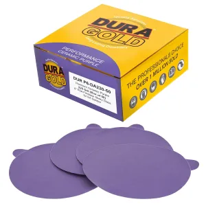 Dura-Gold Premium 220 Grit 6" PSA Purple Film Ceramic Sanding Discs, Box of 50 - Self Adhesive Stickyback Sandpaper for DA & Random Orbital Sanders - Abrasive Sand Auto Paint, Metal, Wood, Woodworking