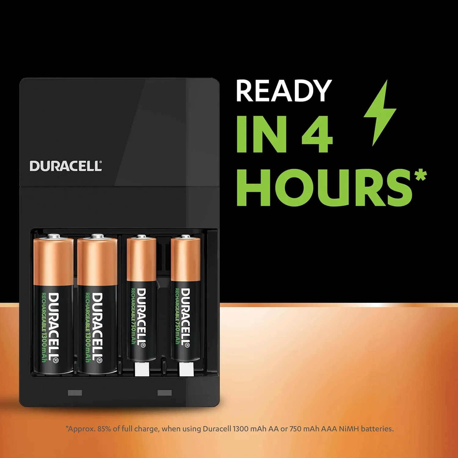 Duracell 4 Hours Battery Charger with 2 AA and 2 AAA