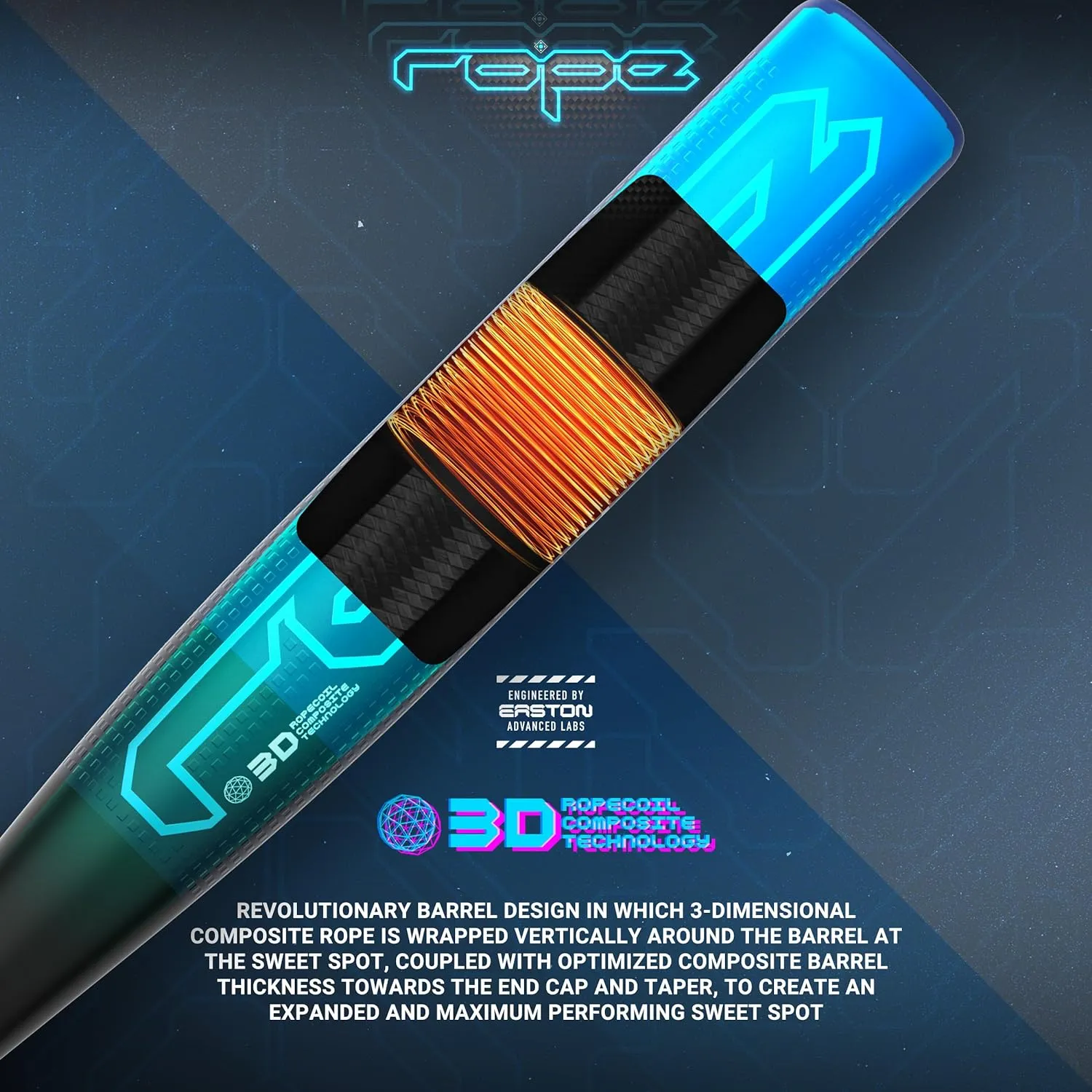 Easton | Rope Baseball Bat | BBCOR | -3 Drop | 2 5/8" Barrel | 2 Pc. Composite