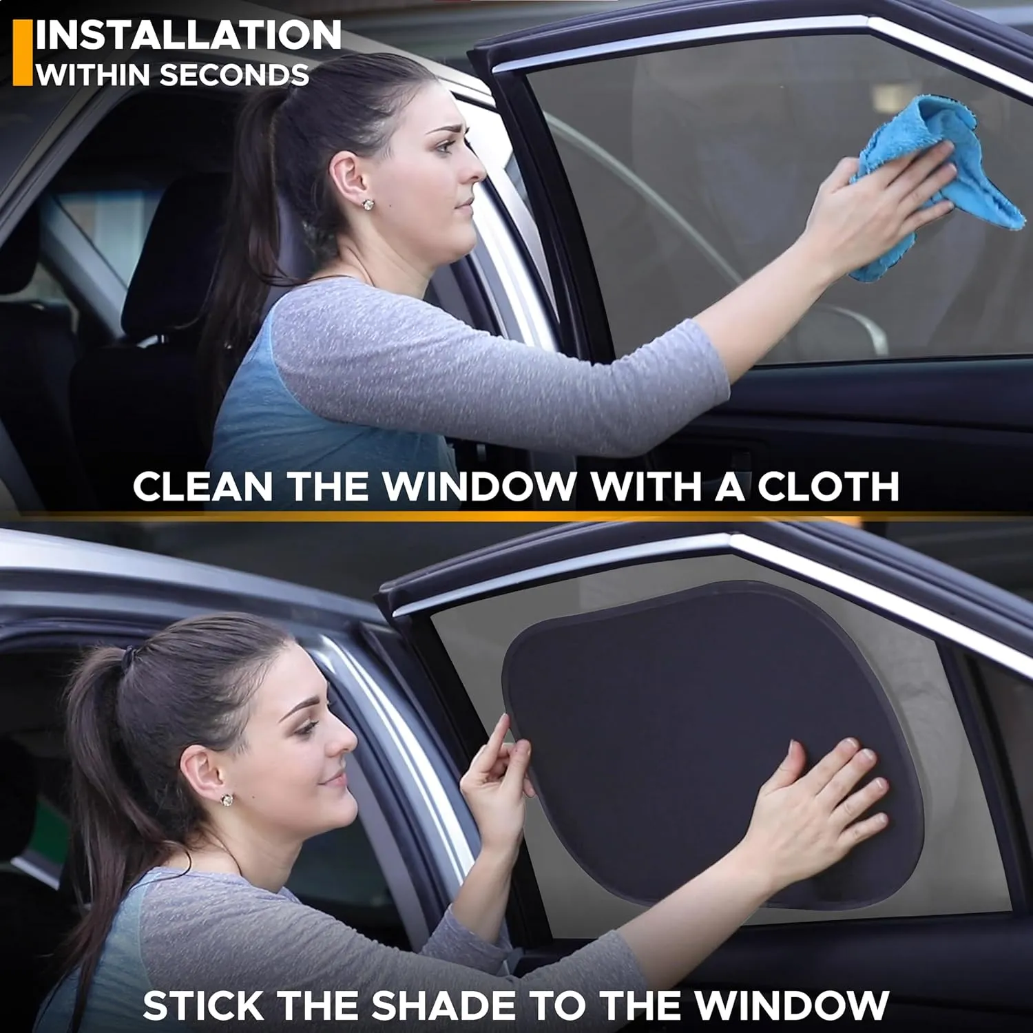EcoNour Car Window Shades for Baby (2 Pack Transparent) | Sun Shade Window for Kids | Shades for Side Windows | Automotive Sun Protection from UV & Sun Glare | Car Baby Accessories | Medium 20"x12"
