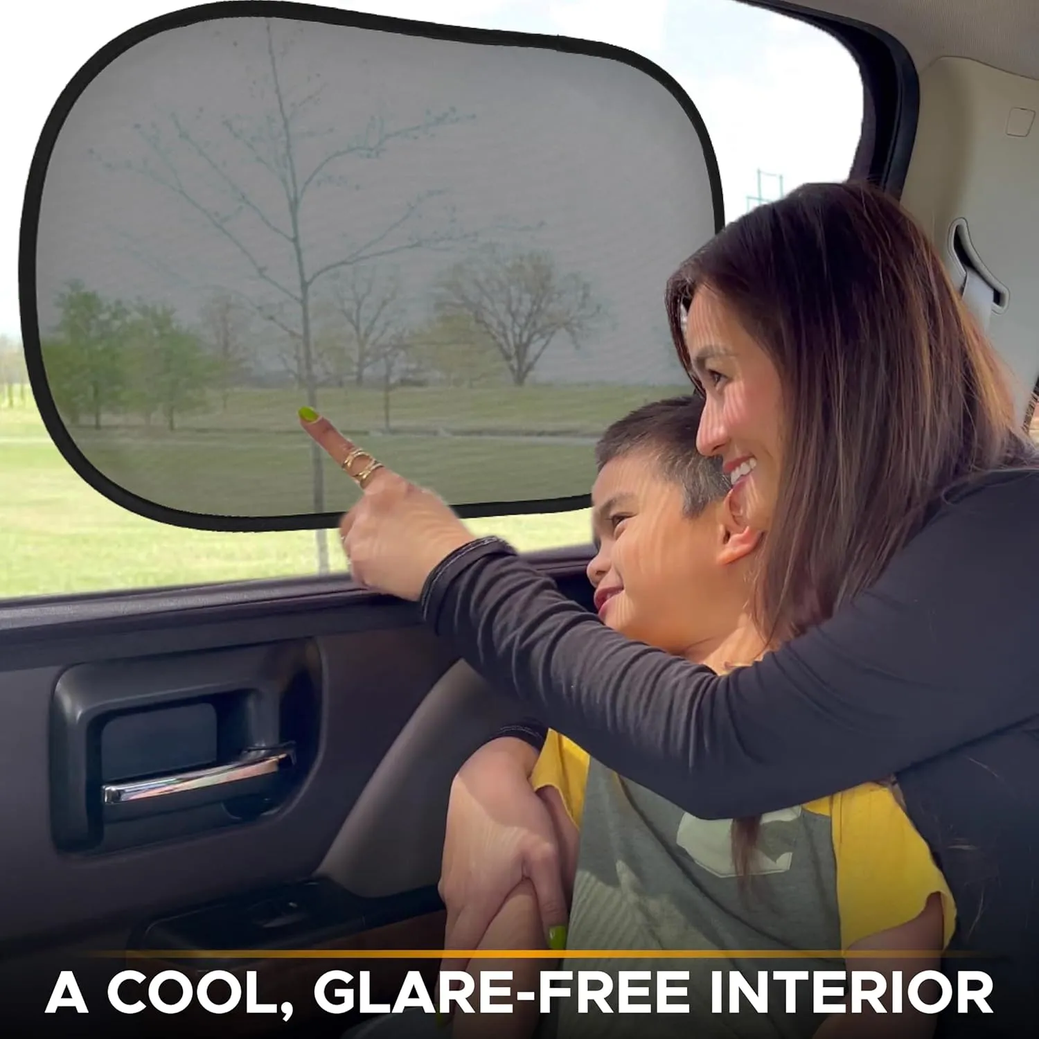 EcoNour Car Window Shades for Baby (2 Pack Transparent) | Sun Shade Window for Kids | Shades for Side Windows | Automotive Sun Protection from UV & Sun Glare | Car Baby Accessories | Medium 20"x12"