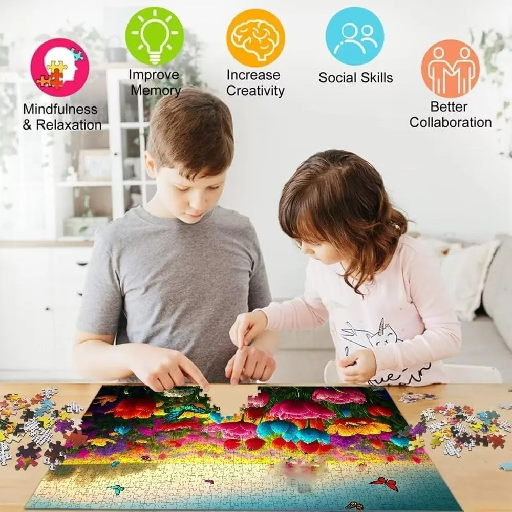 Education Intellectual Toy Puzzle 1000 Pieces Witch Pumpkin Lantern Wooden Puzzle Art DIY Toy Gift Fun Challenging Educational Gift Art Home Decor