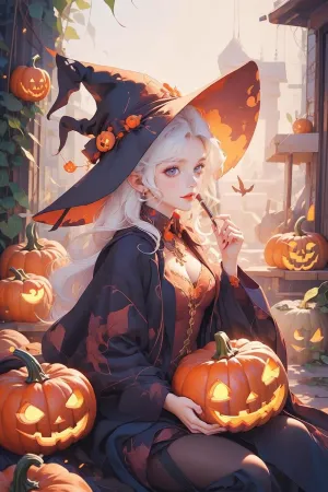 Education Intellectual Toy Puzzle 500 Pieces Witch Pumpkin Lantern Wooden Puzzle Art DIY Toy Gift Fun Challenging Educational Gift Art Home Decor