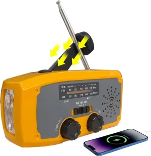 Emergency NOAA Weather Alert Radio - AM/FM Shortwave Portable Radio with 5000mAh Battery, Solar/Hand Crank Charger, LED Flashlight, USB Backup Power& SOS Alarm for Camping, Storms