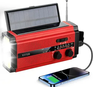 Emergency Radio Hand Crank Solar,AM/FM/WB NOAA Weather Radios with Oversized Solar Powered Power Panel,Type-C Charger,3W Flashlight & Reading Lamp,SOS Alarm,5000 mAh Battery Operated Survival Radio