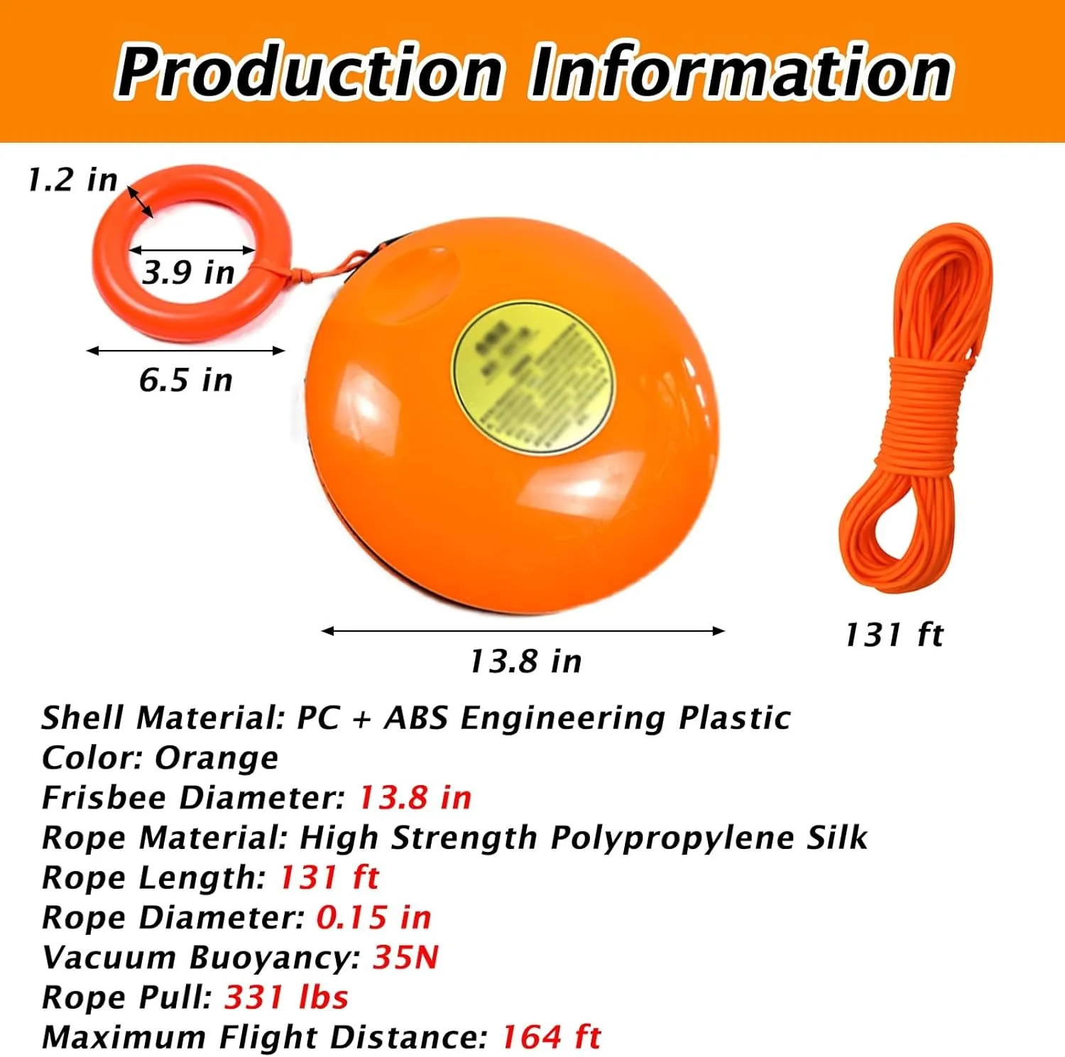 Emergency Rescue Disc Throwing, Light Water Rescue Throwable Frisbee with Embedded Rubber Hand Ring & 131ft Rope, Pool Safety Equipment Drowning, Symmetrical Groove ABS(11- Pieces Pack)