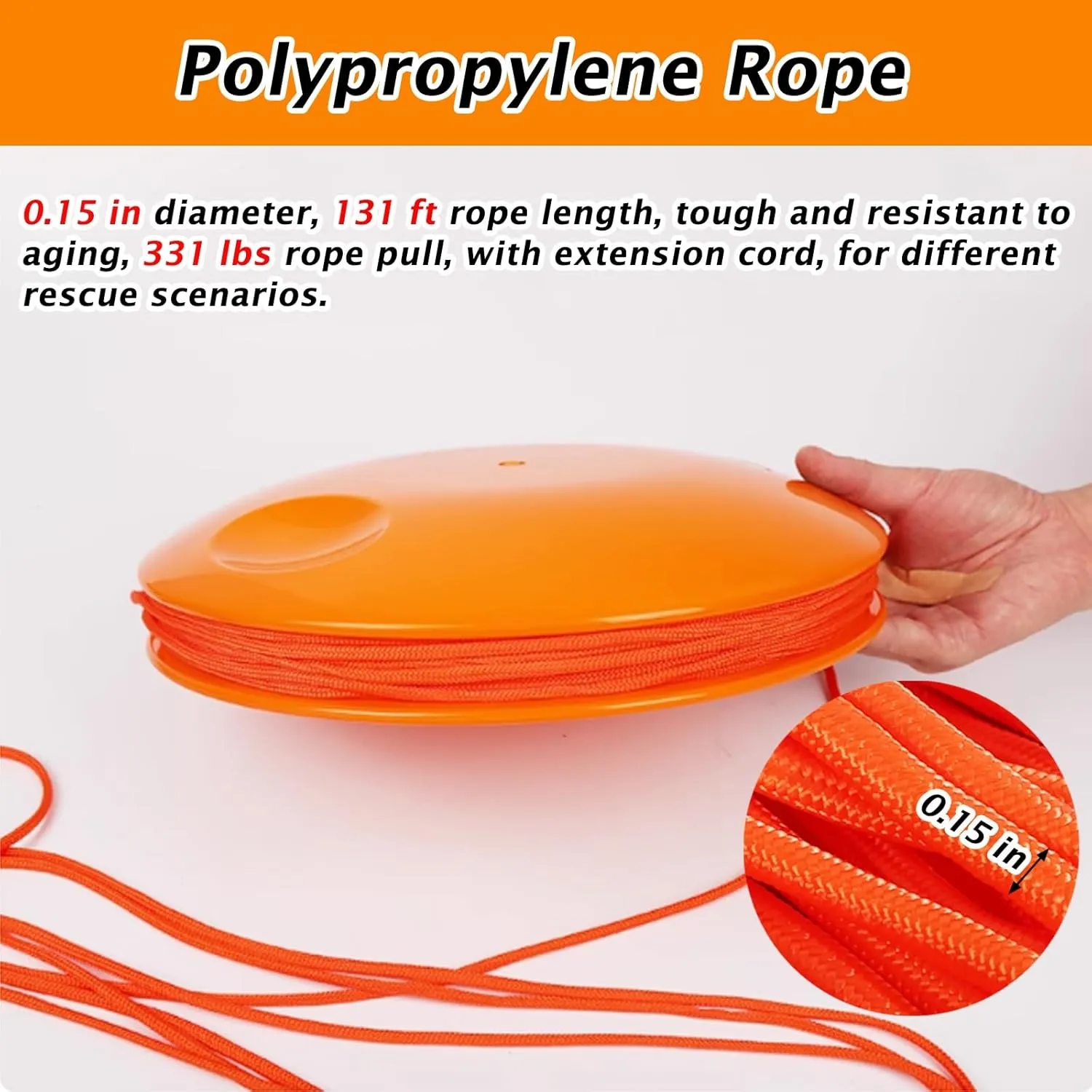 Emergency Rescue Disc Throwing, Light Water Rescue Throwable Frisbee with Embedded Rubber Hand Ring & 131ft Rope, Pool Safety Equipment Drowning, Symmetrical Groove ABS(11- Pieces Pack)