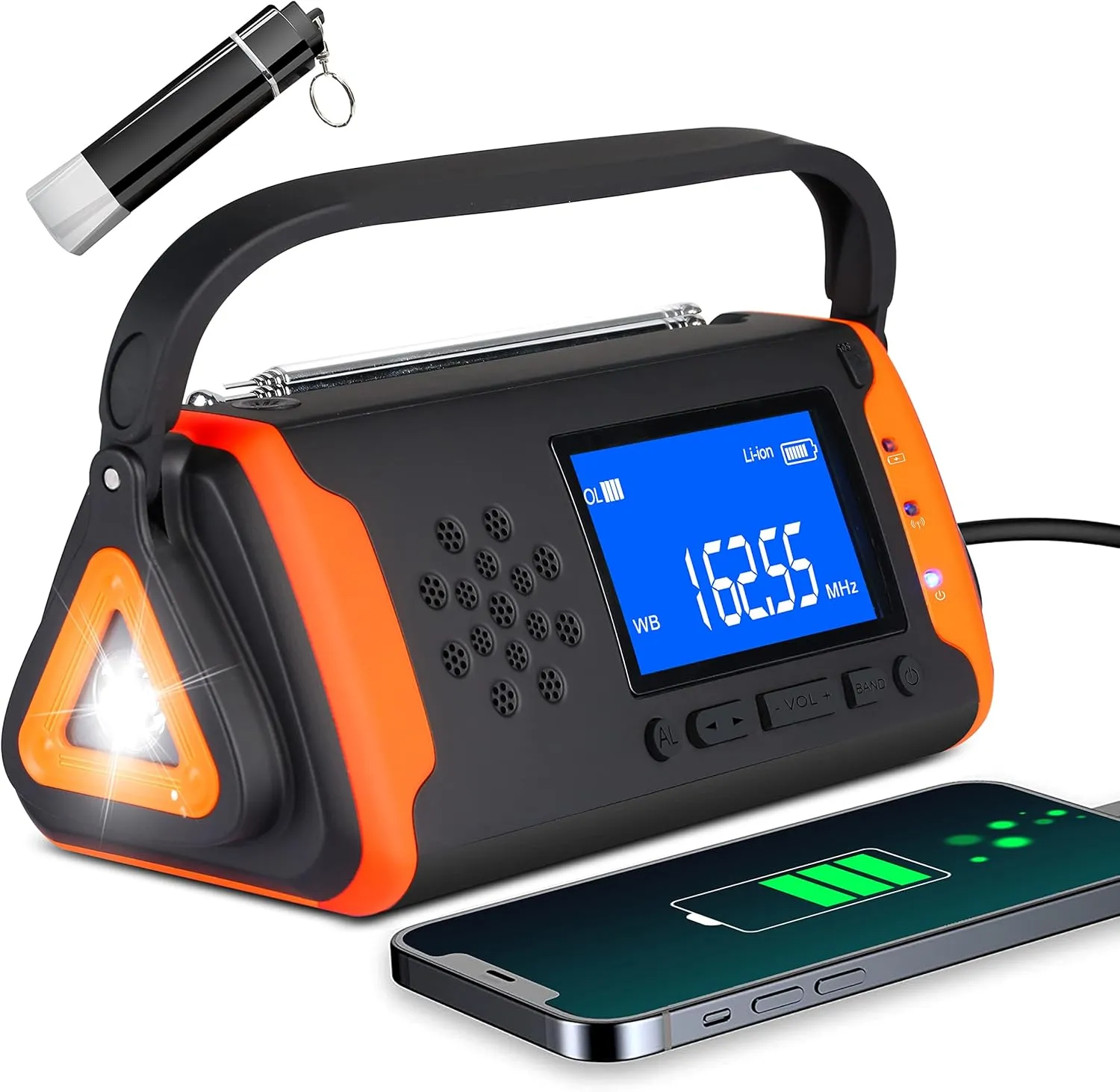 Emergency Weather Crank Radio 6000mAh - Solar Powered, Hand Crank,AM/FM/NOAAEmergency Weather Alert Radio,Phone Charger,SOS Alarm,LED Flashlight,Aux Music Player for Hurricanes,Tornadoes