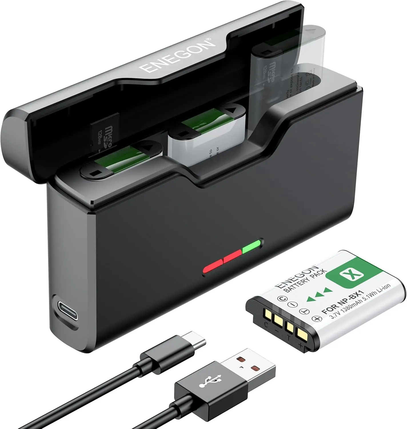 ENEGON NP-BX1 Replacement Battery (3-Pack) and 3-Channel Charger for Sony NP-BX1,M8, ZV-1, ZV-1 II, Cyber​​-Shot DSC-HX80, HX90V, HX95, HX99, RX1, RX1R II, RX100 (II/III/IV/V/VA/VI/VII), FDR-X3000
